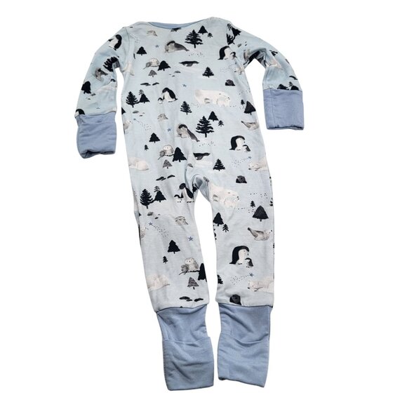 ANGEL DEAR Baby 0-3M Arctic Animals Blue Romper Sleeper Zip Pajama NWT - Picture 2 of 6